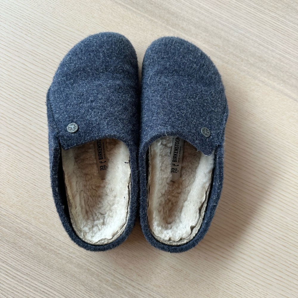 Birkenstock kids Gray/Blue Wool Slippers